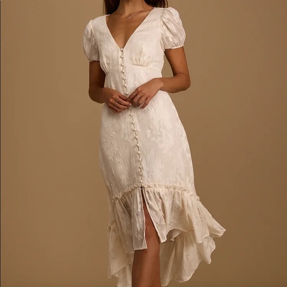 NWOT Gala in the Garden Cream Jacquard High-Low Midi Dress Small Medium - Picture 5 of 13